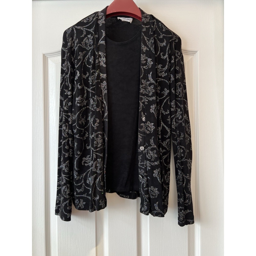 Justin B Jones Suit Medium Jacket Black Evening Festival Pants‎ Cardigan Sparkle